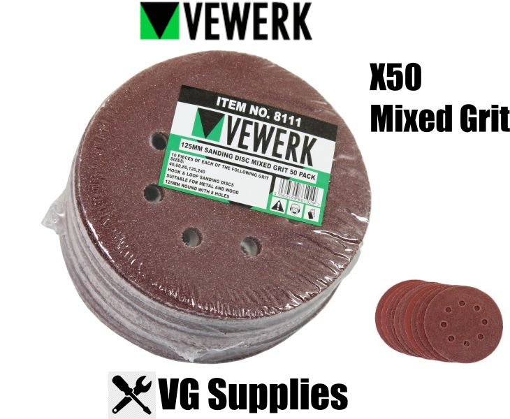 US PRO/VEWERK 125MM SANDING DISC MIXED GRIT 50 PACK 8111