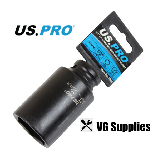 US PRO SINGLE 1/2" DR 32MM 6PT DEEP IMPACT SOCKET 1368