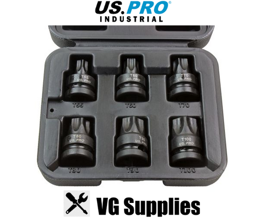 US PRO 6PC 1/2" DR IMPACT TORX BIT SOCKETS 1385