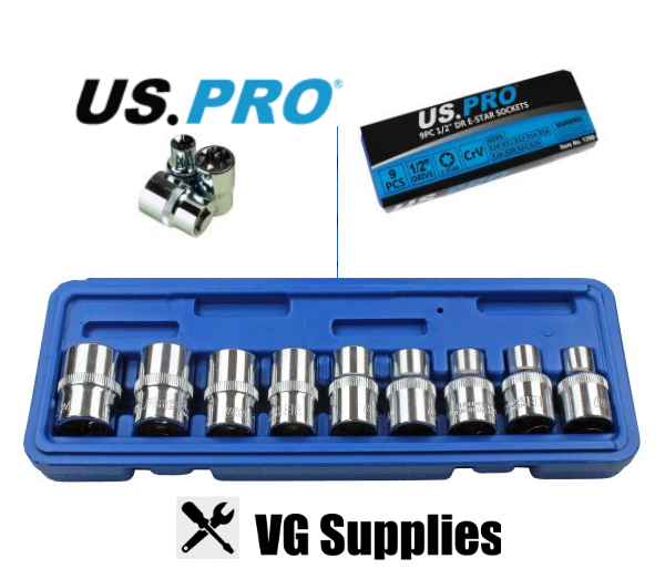 US PRO 9PC 1/2" DR E TORX SOCKET 1390