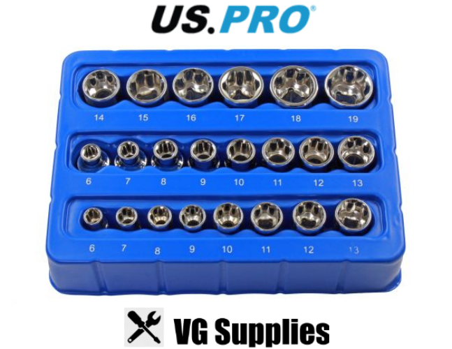 US PRO 22PC 1/4" & 3/8" DR SUPER LOCK SOCKETS 1398