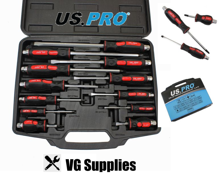 US PRO 12PC GO THROUGH SCREWDRIVER SET 1503