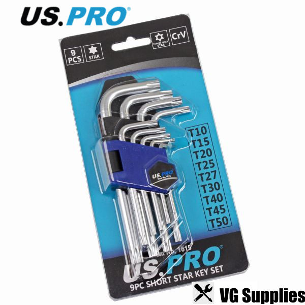 US PRO 9PC SHORT STAR KEY SET 1615