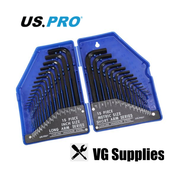 US PRO 30PC METRIC AND IMPERIAL HEX KEY SET 1631