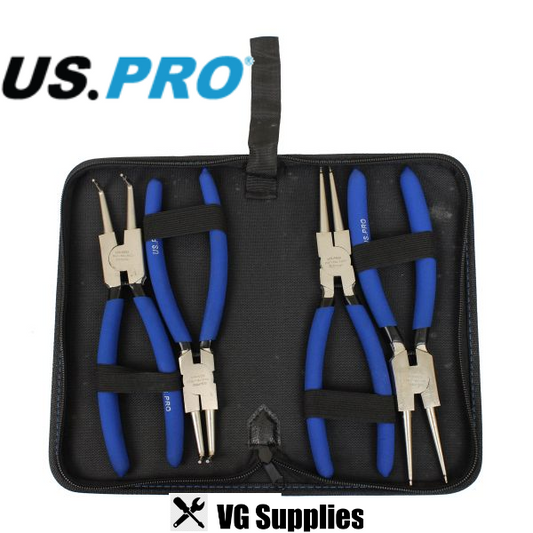 US PRO  4PC 9" NI-FE FINISH CIRCLIP PLIERS SET IN ZIP CASE 1822