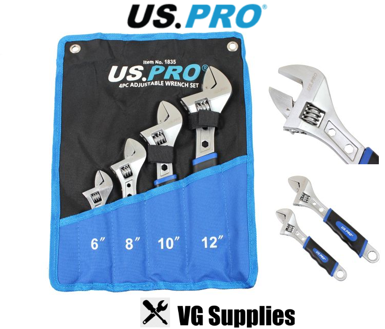 US PRO 4PC ADJUSTABLE WRENCH SET 1835