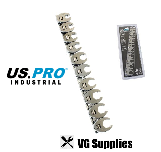 US PRO  10PC 3/8" DR. METRIC CROWFOOT WRENCH SET 2054