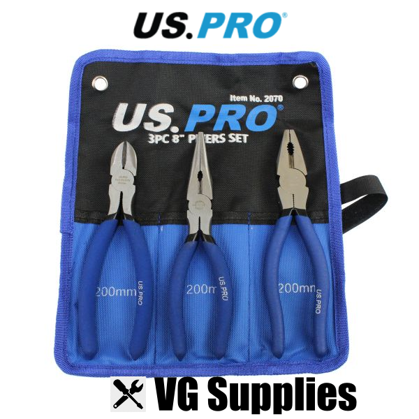 US PRO  3PC 8" PLIERS SET 2070