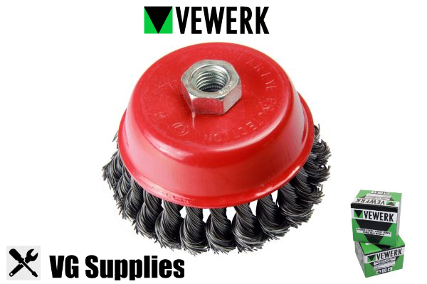 US PRO/VEWERK 100MM WIRE CUP BRUSH - STEEL TWIST KNOT 2102