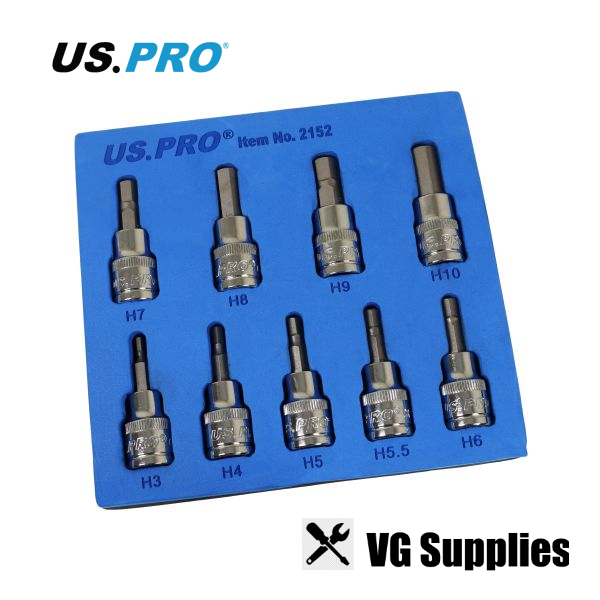 US PRO 9PC 3/8" DR HEX BIT SOCKETS 48MM 2152