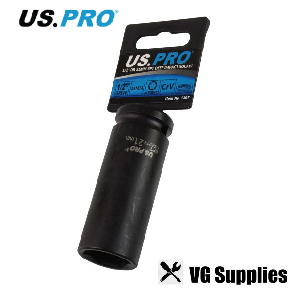 US PRO SINGLE 1/2" DR 21MM 6PT DEEP IMPACT SOCKET 1367