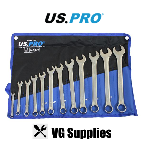 US PRO 12PC SAE COMBINATION WRENCH SET 2201