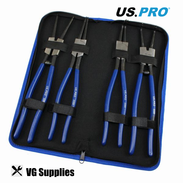 US PRO 4PC CIRCLIP PLIERS SET IN ZIP POUCH - 13 INCH 2255