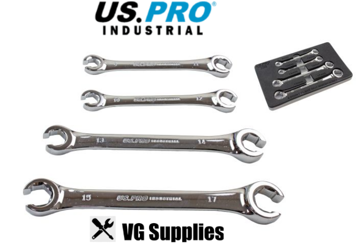 US PRO 4PC 6PT FLARE NUT WRENCH SET IN EVA TRAY 2289