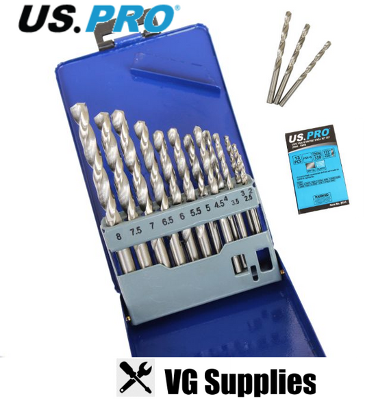 US PRO 13PC HSS-G METRIC DRILL BIT SET 2.0 - 8.0MM 2414