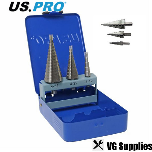 US PRO 3PCS HSS STEP DRILL BITS 4-32MM 2604