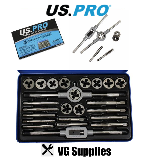 US PRO 24PC UNC/UNF TAP AND DIE SET 2621