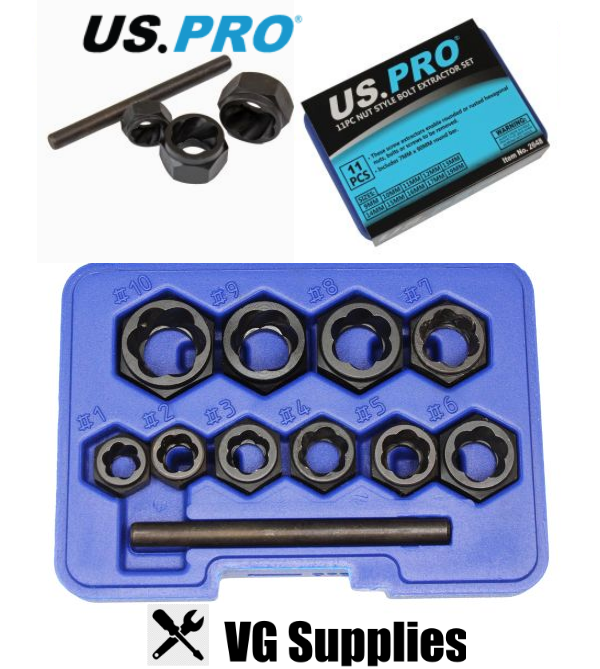 US PRO 11PC IMPACT NUT STYLE BOLT EXTRACTOR SET 2648