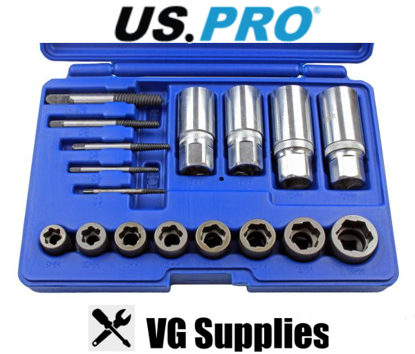 US PRO 17PC SCREW, STUD & NUT EXTRACTOR SET