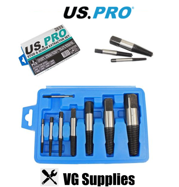 US PRO 8PC STUD & SCREW EXTRACTOR SET 3 - 26MM 2655