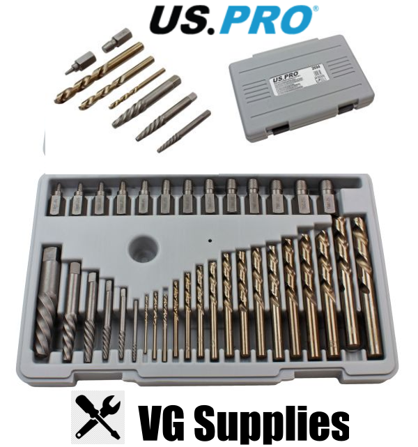 US PRO 35PC MASTER SCREW EXTRACTOR SET WITH LEFT HAND DRILL BITS 2694