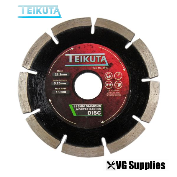 TEIKUTA DIAMOND MORTAR RAKING DISC 115 X 7 X 5.25 X 22.2MM 2967