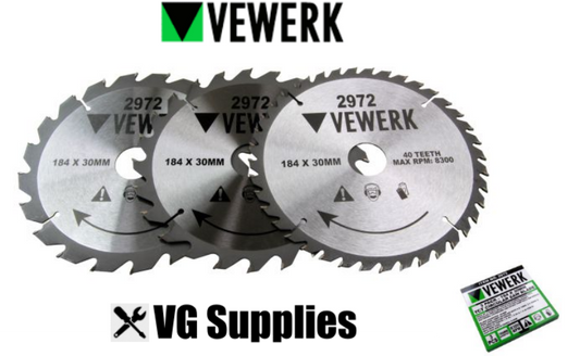 US PRO 3 PACK - 184 X 30MM TCT CIRCULAR SAW BLADE 20T 24T 40T 2972