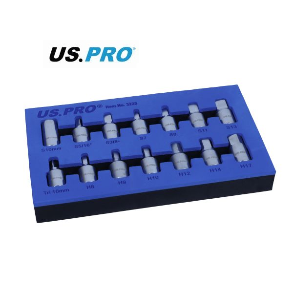 US PRO 3/8" DR 14PCS DRAIN PLUG KEY SET 3225