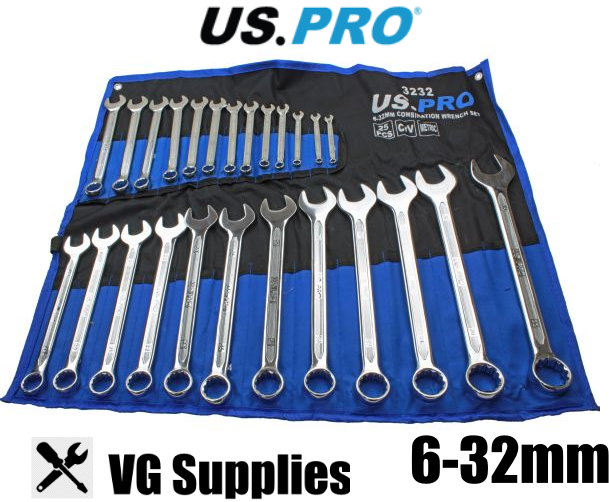 US PRO 25PC METRIC COMBINATION WRENCH SET 6-32MM 3232