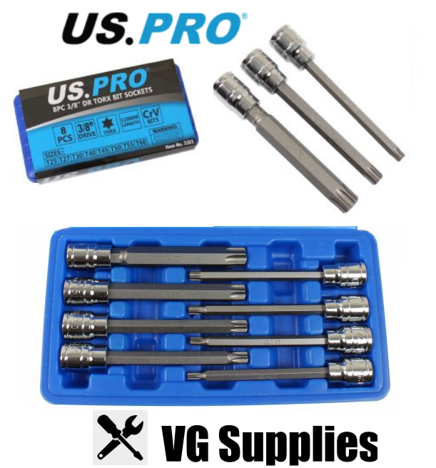 US PRO 8PC 3/8" DR 110MM(L) STAR BIT SOCKETS 3303