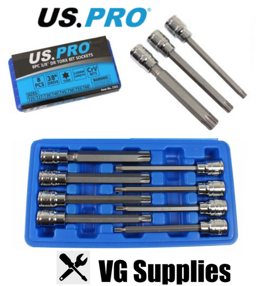 US PRO 8PC 3/8" DR 110MM(L) STAR BIT SOCKETS 3303