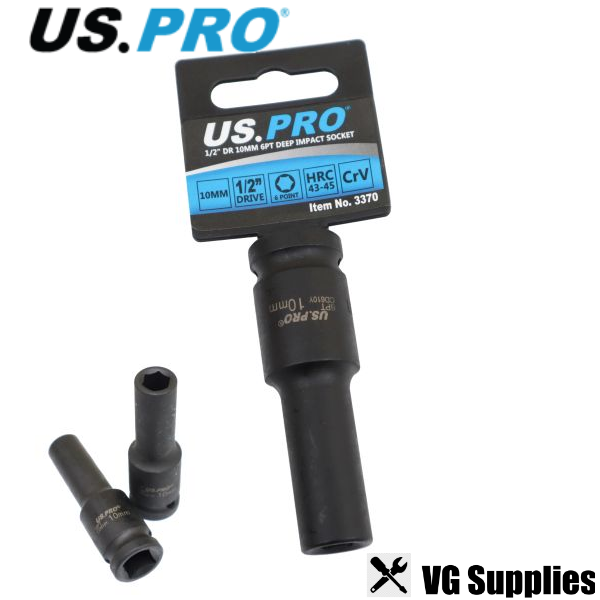 US PRO SINGLE 1/2" DR 10MM 6PT DEEP IMPACT SOCKET 3370