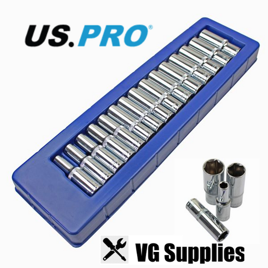 US PRO 15PC 1/2" DR DEEP SOCKETS 10-24MM 3386