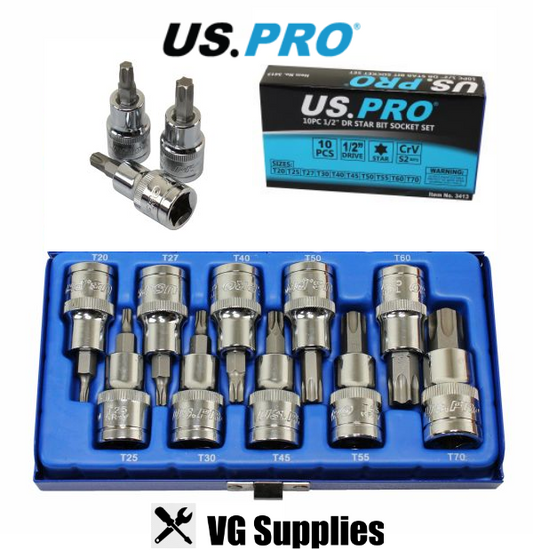 US PRO 10PC 1/2” DR STAR BIT SOCKET SET 3413