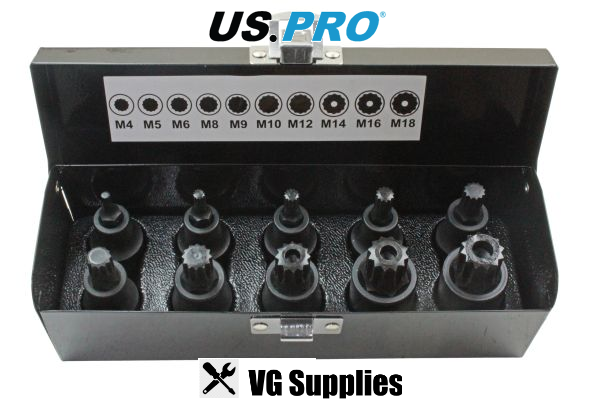 US PRO 10PC 1/2" DR IMPACT SPLINE BIT SOCKETS 3435