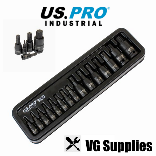 US PRO 15PC IMPACT TORX BIT SOCKETS - 1/4" 3/8" 1/2" DRIVES 3439