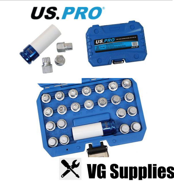 US PRO 23PC VAG LOCKING WHEEL NUT KEY SET 3457