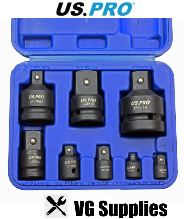 US PRO 8PC IMPACT SOCKET ADAPTOR SET 3477