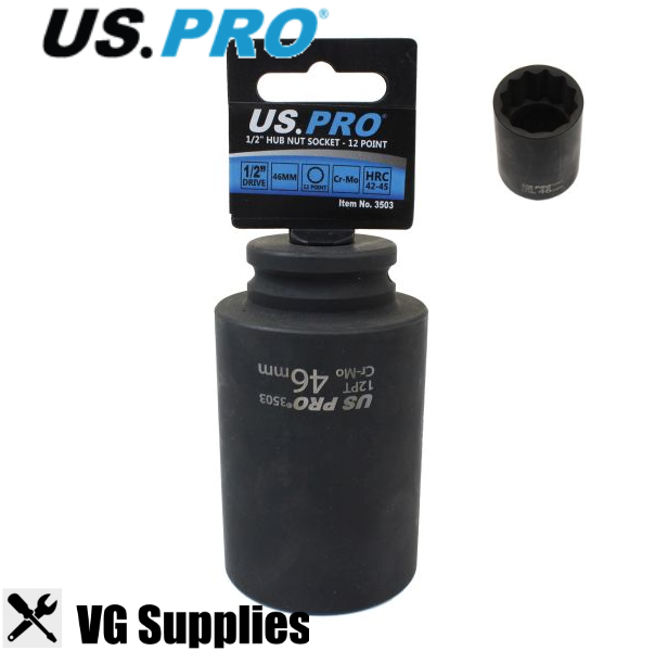 US PRO 46MM HUB NUT SOCKET - 12 POINT 1/2" DR 100MM LONG