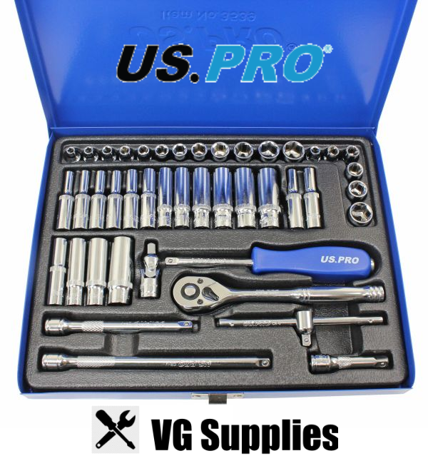 US PRO 43PC 1/4" DR. METRIC & AF SOCKET SET 3539