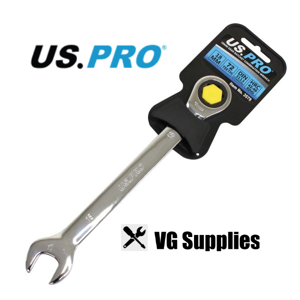 US PRO 18MM GEAR RATCHET COMBINATION WRENCH 3579