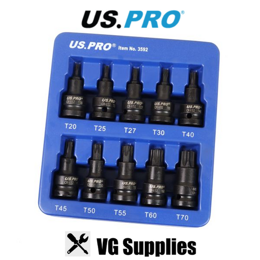 US PRO 10PC 1/2" DR IMPACT STAR BIT SOCKET 3592