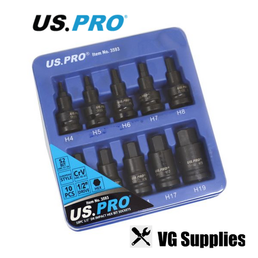 US PRO 10PC 1/2" DR IMPACT HEX BIT SOCKETS 3593