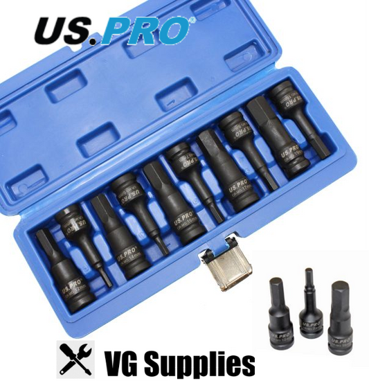 US PRO 10PC 1/2" DR IMPACT HEX BIT SOCKET SET 3637