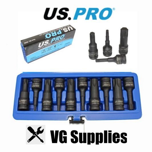 US PRO 10PC 1/2" DR IMPACT STAR BIT SOCKET SET 3638