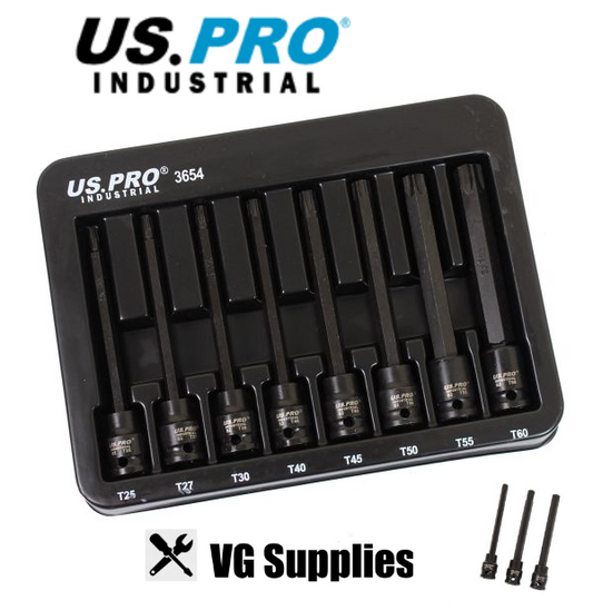 US PRO 8PC 3/8" DR EXTRA LONG IMPACT STAR BIT SOCKET SET 3654