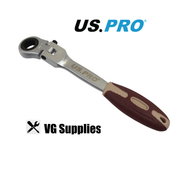 US PRO 8MM FLEXI HEAD WITH LOCK SINGLE RING RATCHET WRENCH 3658