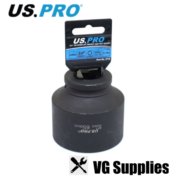 US PRO SINGLE 3/4" DR 65MM 6PT IMPACT HUB NUT SOCKET 3715