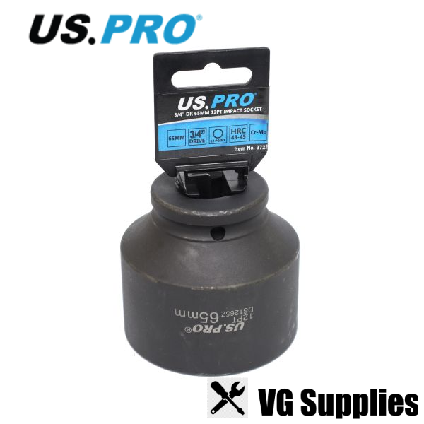 US PRO SINGLE 3/4" DR 65MM 12PT IMPACT SOCKET 3722