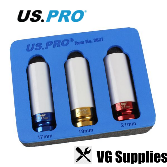 US PRO 3PC 1/2" DR DEEP IMPACT SOCKETS FOR ALLOY WHEELS 3837